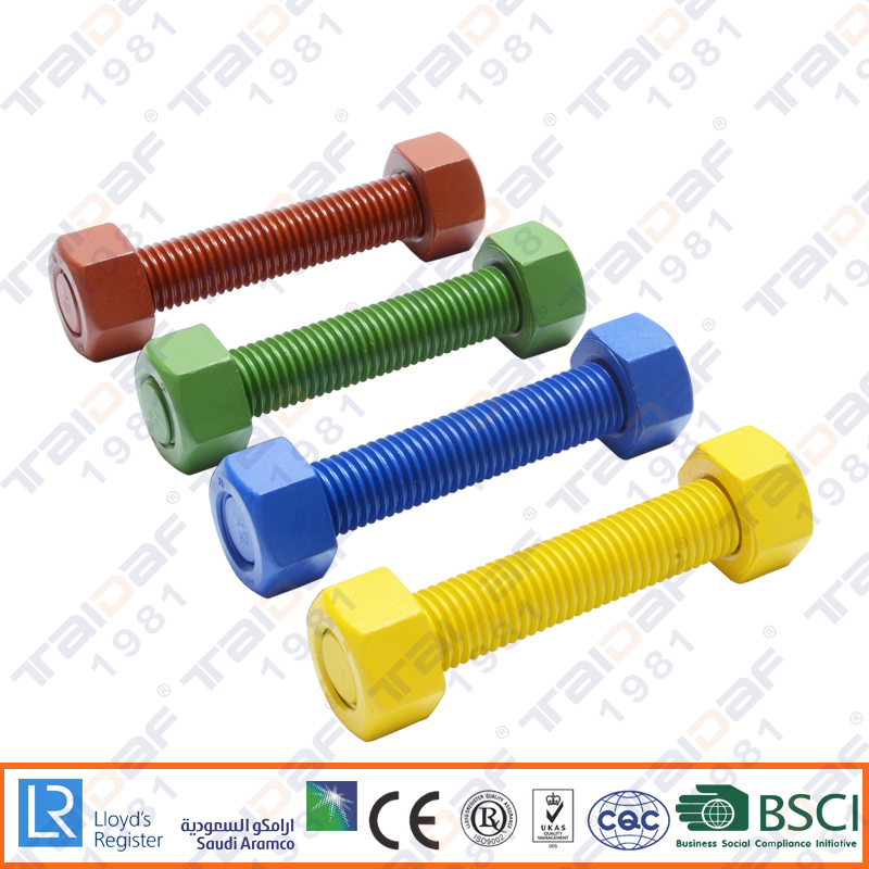 ASTM A320 L7 Stud Bolts Threaded Rod With Nuts PTFE Coating